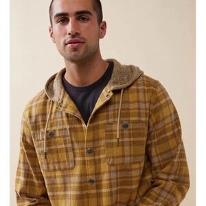 NWT Katin Harold Hooded Flannel Snap Up Jacket Men- Golden Khaki